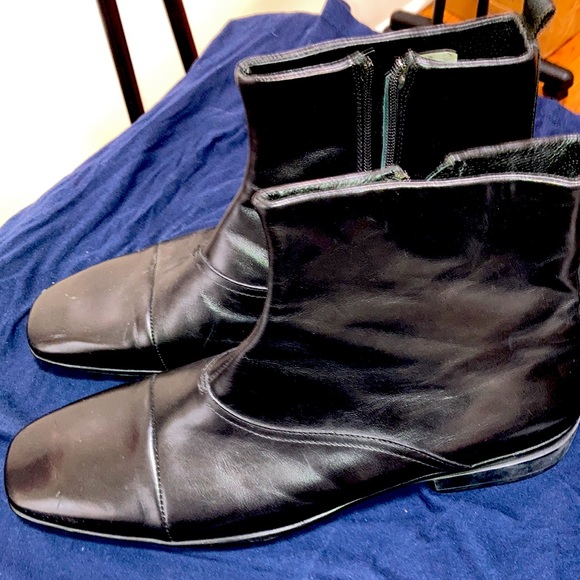 Via Spiga Italian Jet Black Leather Ankle Boots 13M - Picture 3 of 3